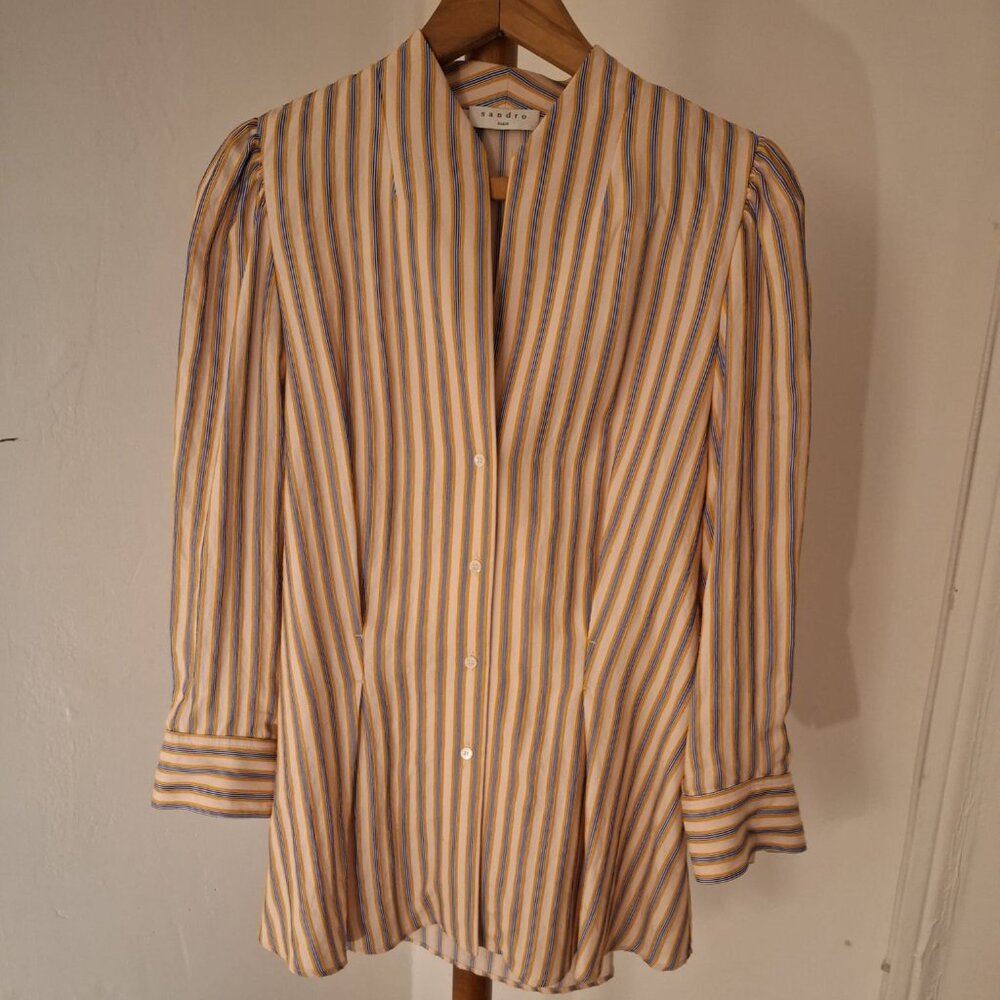 SANDRO PARIS WOMEN SHIRT MULTICOLOR SIZE 2